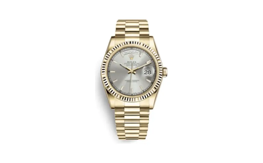 Rolex Day-Date 36 Yellow Gold Fluted / President / Silver