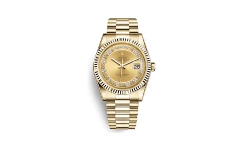 Rolex Day-Date 36 Yellow Gold Fluted / President / Champagne Diamonds