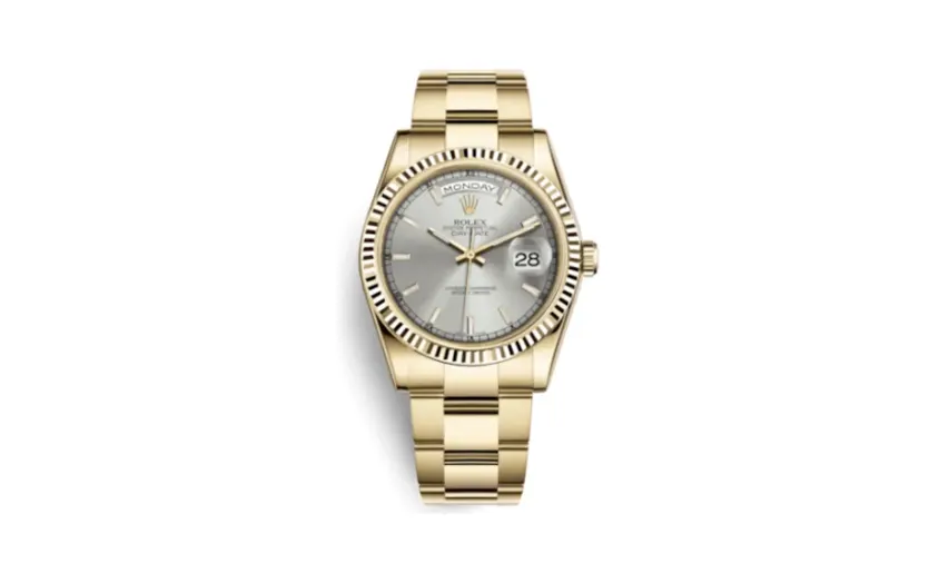 Rolex Day-Date 36 Yellow Gold Fluted / Oyster / Silver