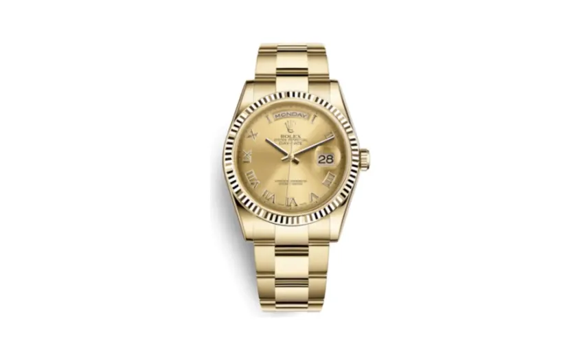 Rolex Day-Date 36 Yellow Gold Fluted / Oyster / Champagne Roman