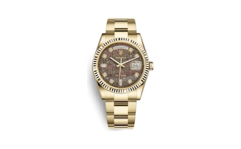 Rolex Day-Date 36 Yellow Gold Fluted / Oyster / Black MOP Computer