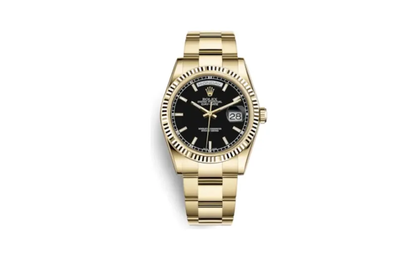 Rolex Day-Date 36 Yellow Gold Fluted / Oyster / Black