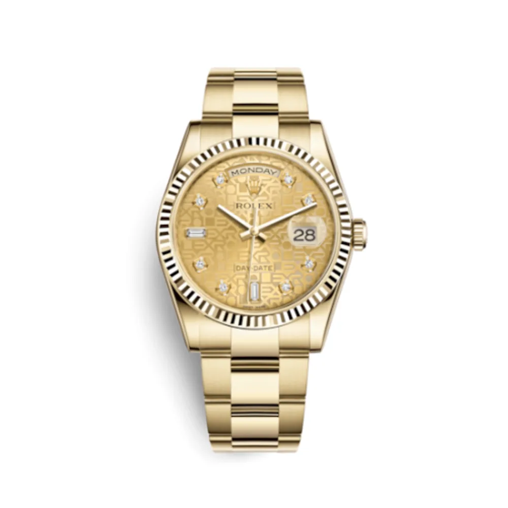 Rolex Day-Date 36 Yellow Gold Fluted / Oyster / Champagne Computer