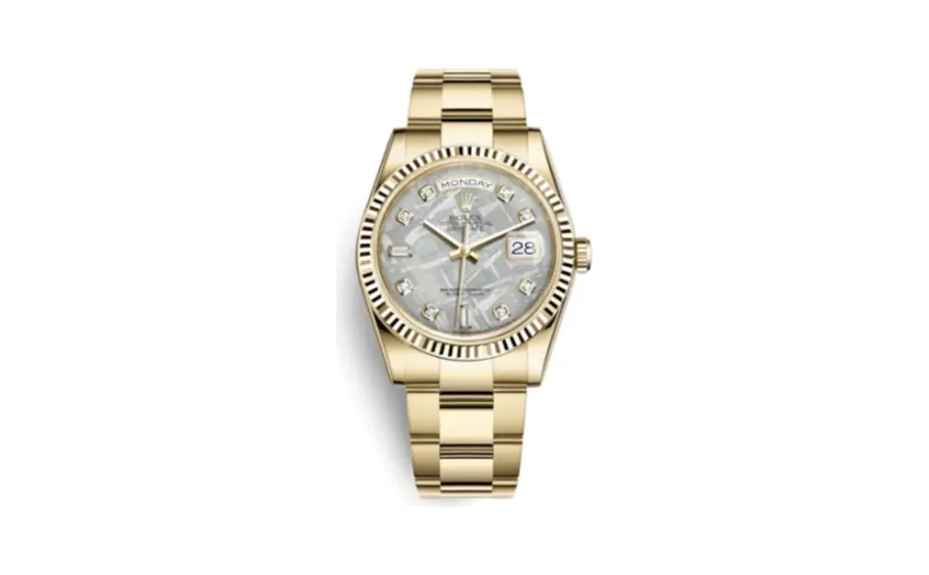 Rolex Day-Date 36 Yellow Gold Fluted Oyster Meteorite Diamonds