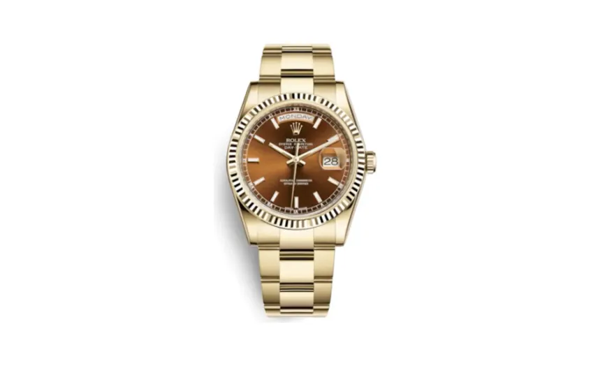 Rolex Day-Date 36 Yellow Gold Fluted / Oyster / Cognac