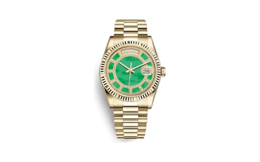 Rolex Day-Date 36 Yellow Gold Fluted / President / Green Jade Carousel