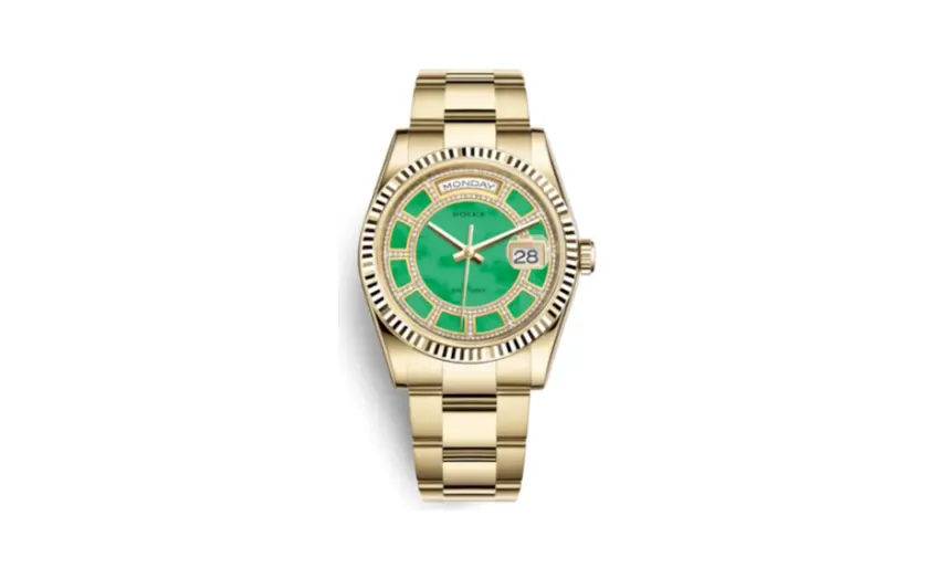 Rolex Day-Date 36 Yellow Gold Fluted / Oyster / Green Jade Carousel