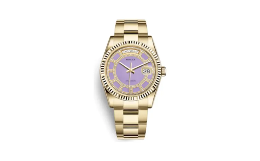 Rolex Day-Date 36 Yellow Gold Fluted / Oyster / Lavender Jade Carousel