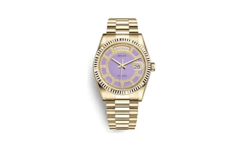 Rolex Day-Date 36 Yellow Gold Fluted / President / Lavender Jade Carousel