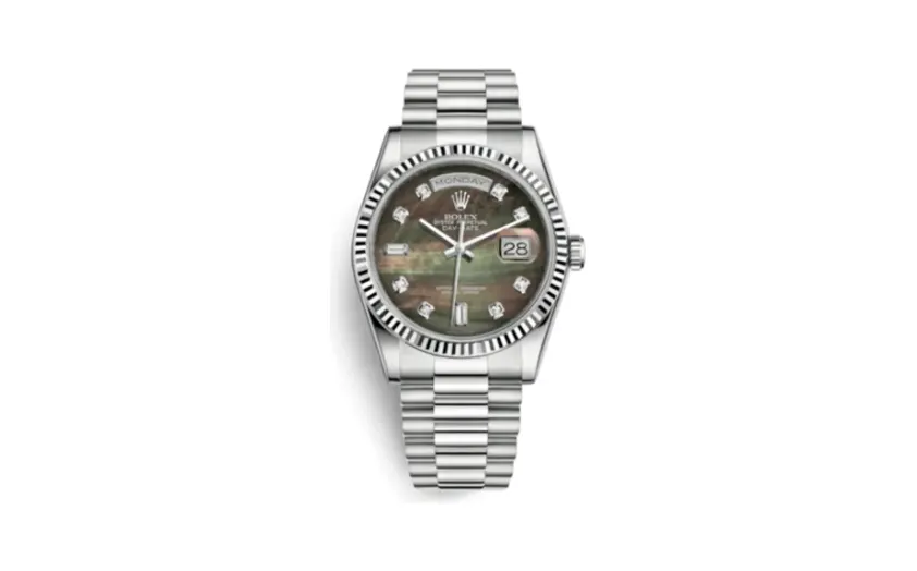 Rolex Day-Date 36 White Gold Fluted / President / Black MOP