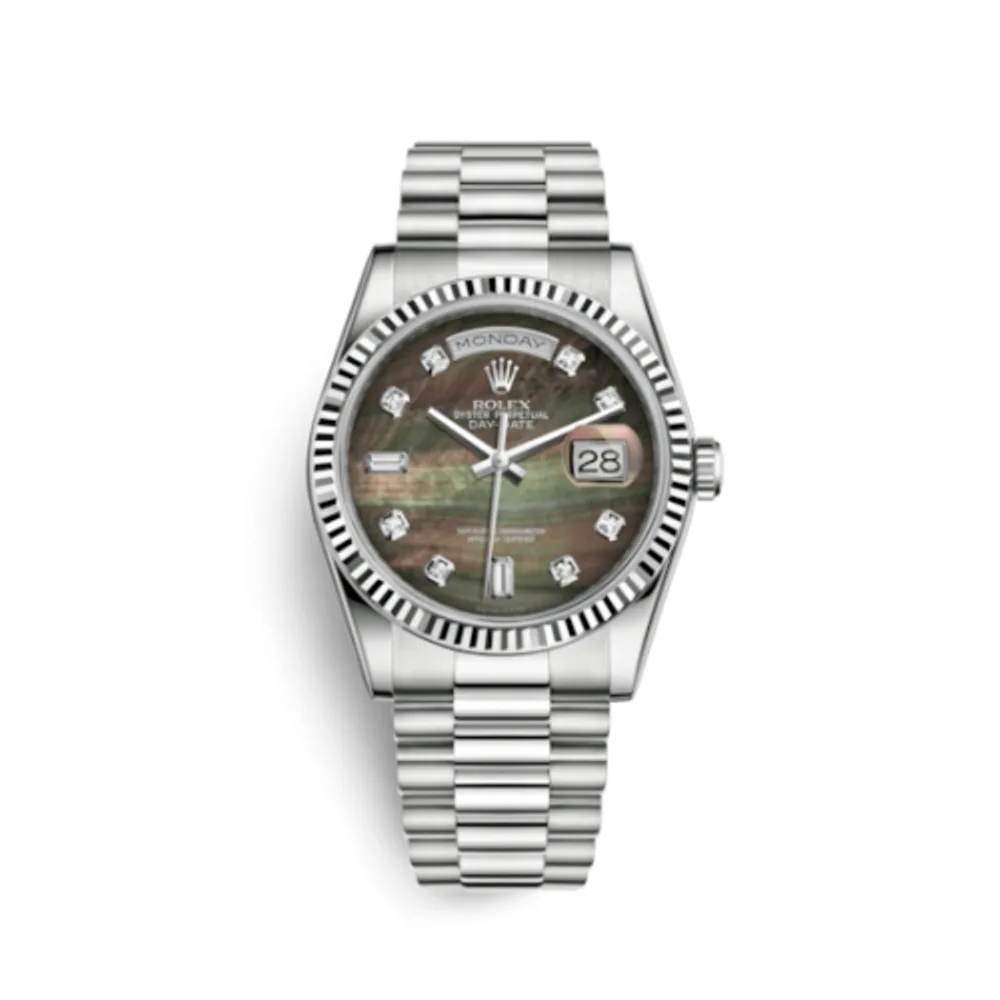 Rolex Day-Date 36 White Gold Fluted / President / Black MOP