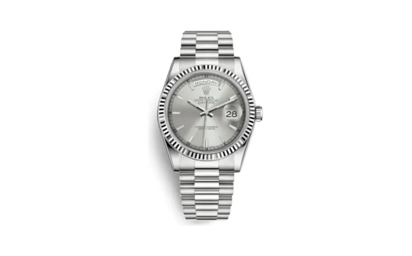 Rolex Day-Date 36 White Gold Fluted / President / Silver