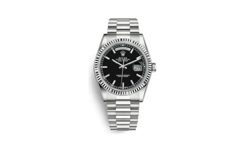 Rolex Day-Date 36 White Gold Fluted / President / Black