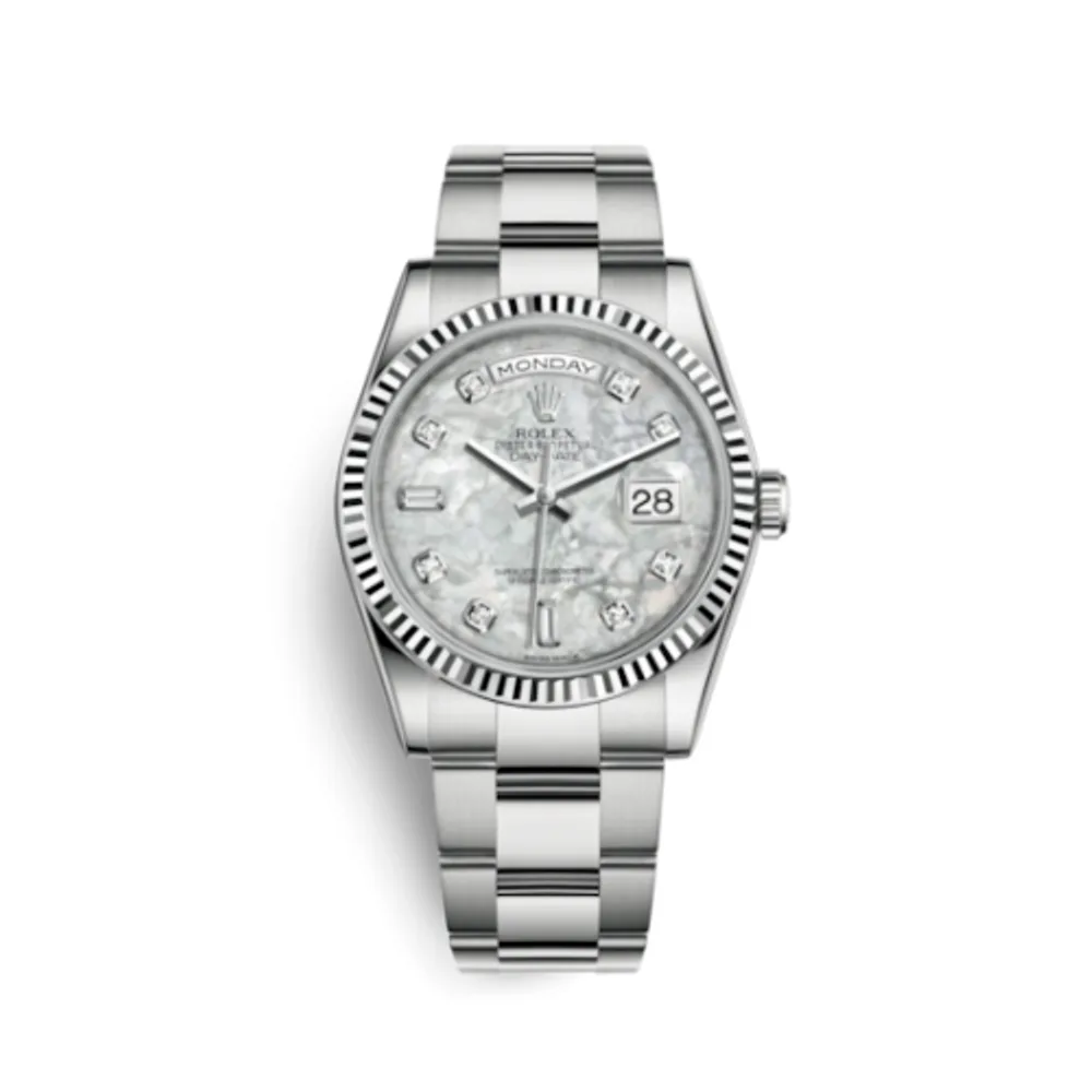 Rolex Day-Date 36 White Gold Fluted / Oyster / MOP