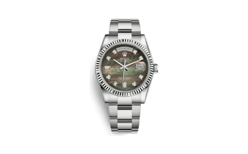 Rolex Day-Date 36 White Gold Fluted / Oyster / Black MOP