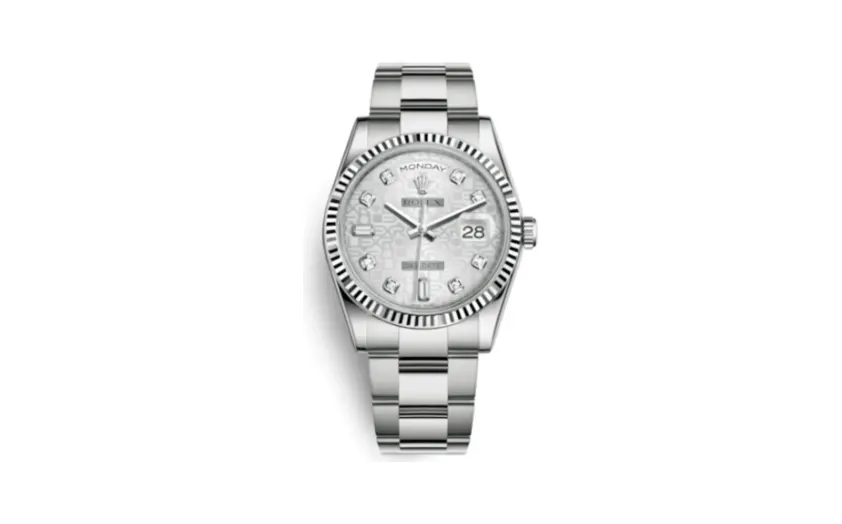Rolex Day-Date 36 White Gold Fluted / Oyster / Silver Computer