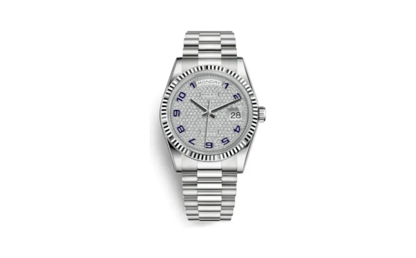 Rolex Day-Date 36 White Gold Fluted / President / Paved