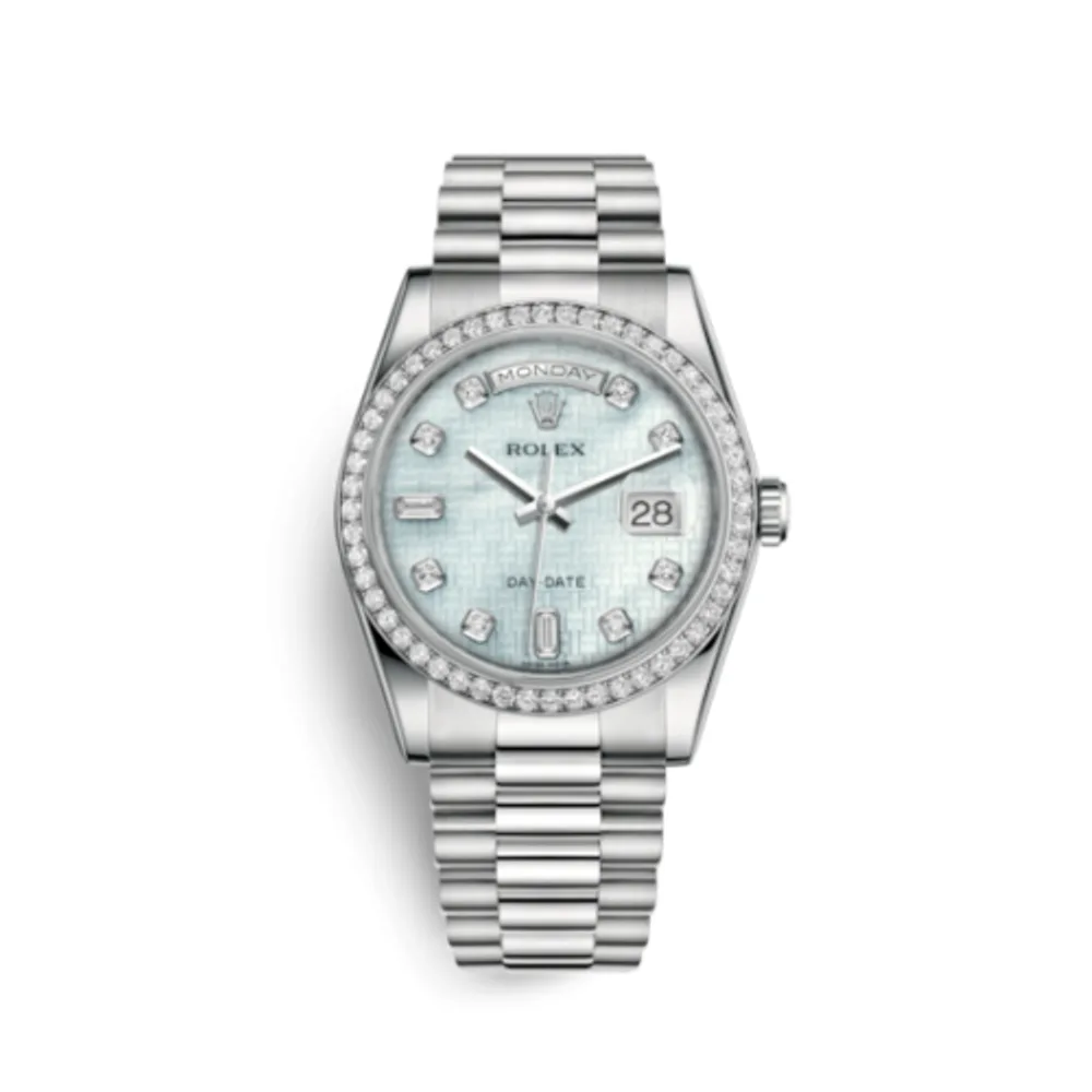 Rolex Day-Date 36 Platinum Diamonds / President Diamonds / Oxford MOP