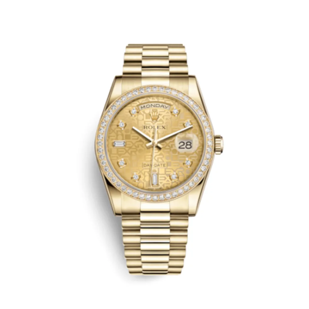Rolex Day-Date 36 Yellow Gold Diamonds / President / Champagne Computer