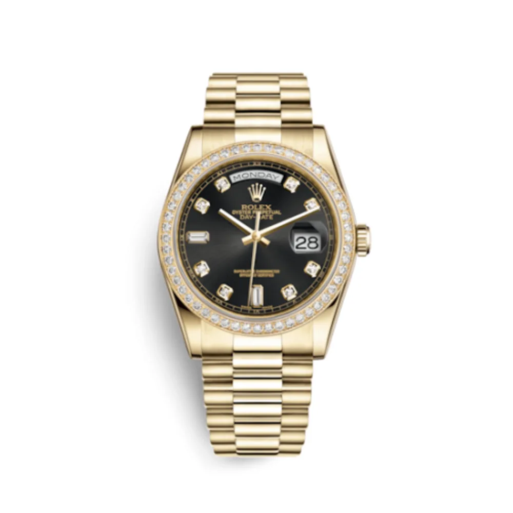 Rolex Day-Date 36 Yellow Gold Diamonds / President / Black Diamonds