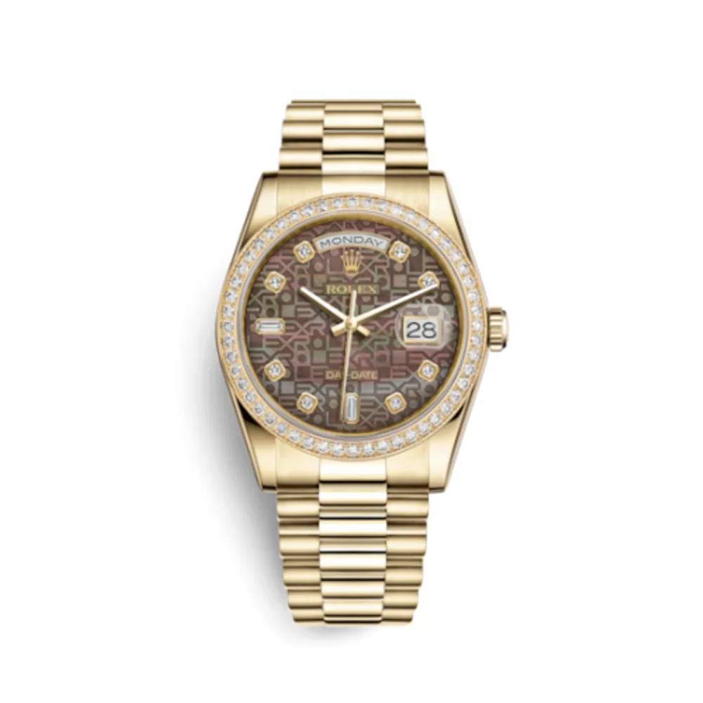 Rolex Day-Date 36 Yellow Gold Diamonds / President / Black MOP Computer