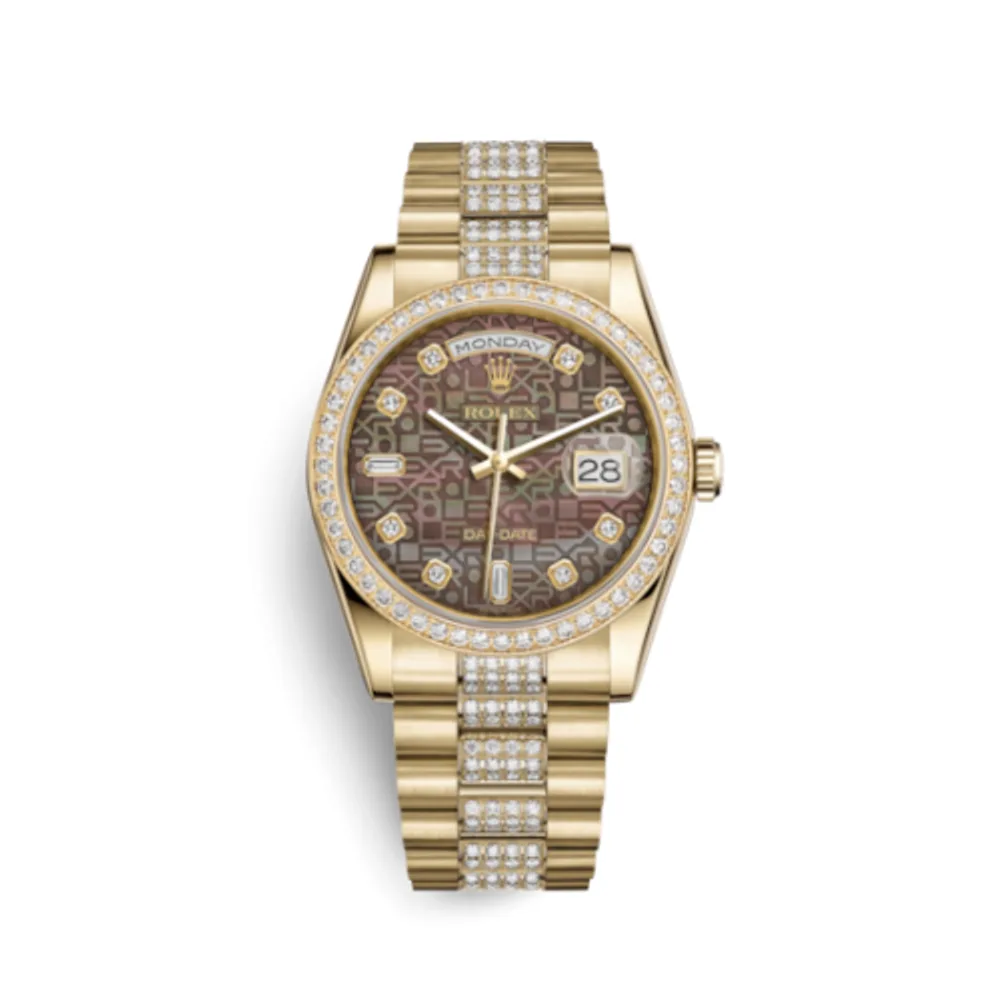Rolex Day-Date 36 Yellow Gold Diamonds / President / Black MOP Computer