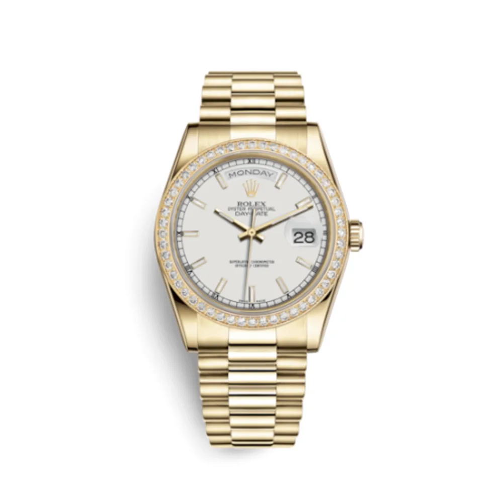 Rolex Day-Date 36 Yellow Gold Diamonds / President / White
