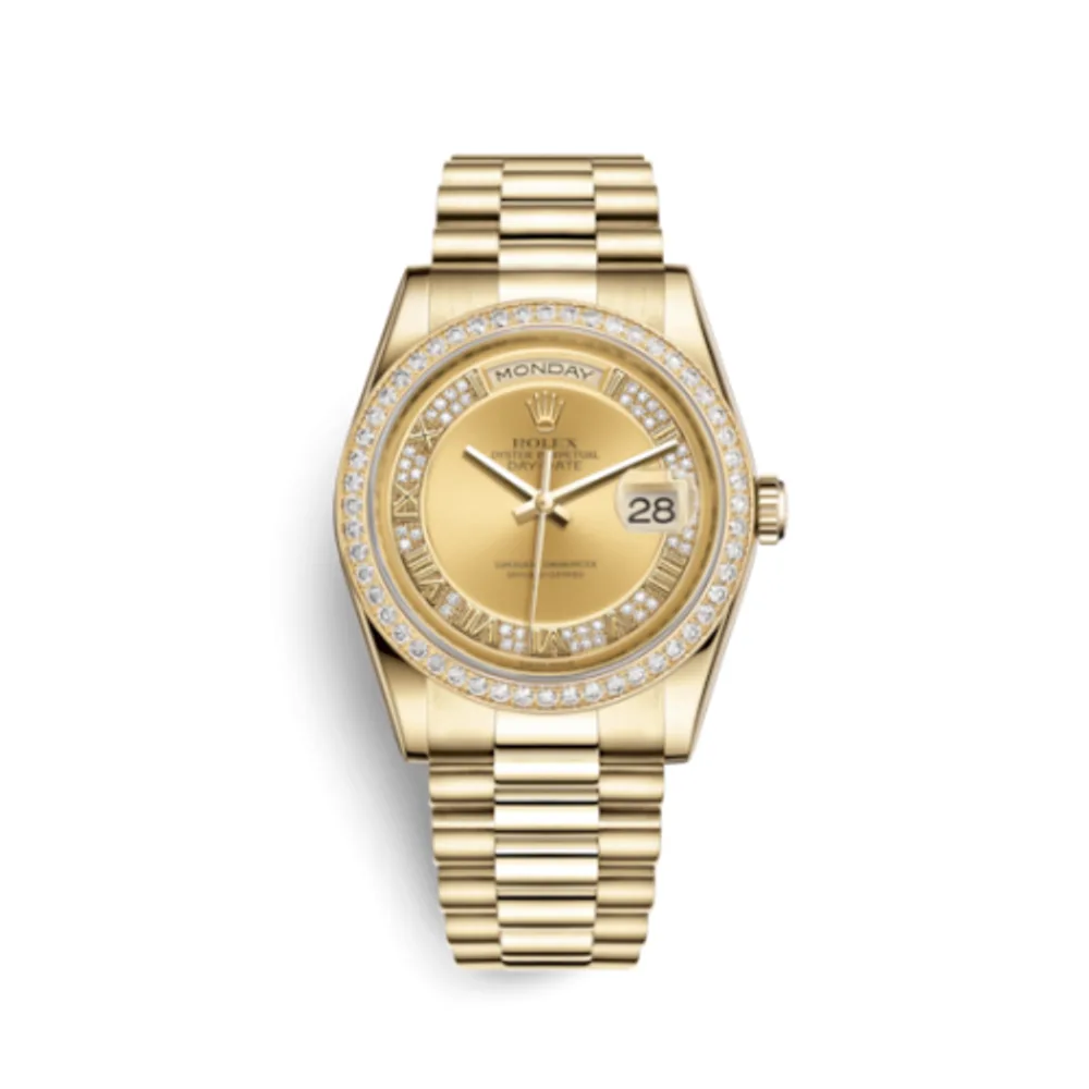 Rolex Day-Date 36 Yellow Gold Diamonds / President / Champagne Roman