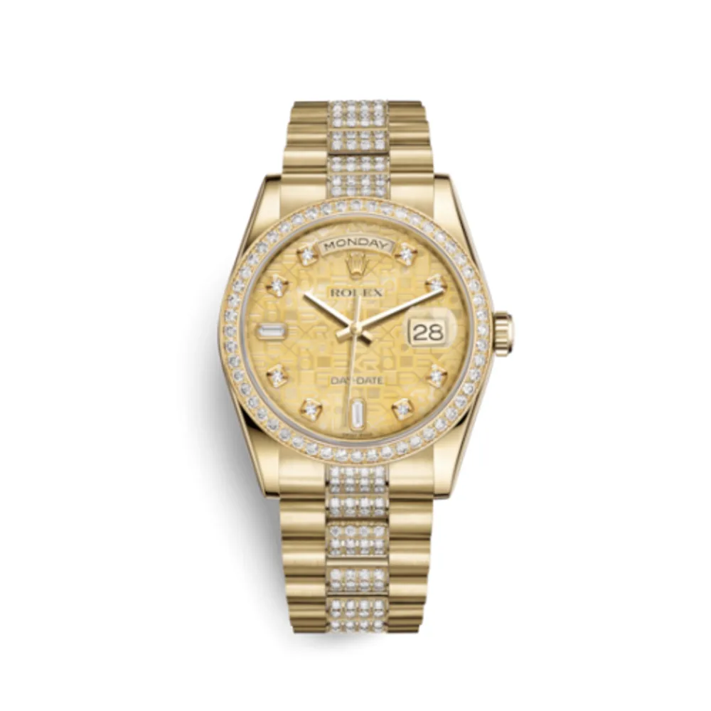 Rolex Day-Date 36 Yellow Gold Diamonds / President Diamonds / Champagne MOP Computer