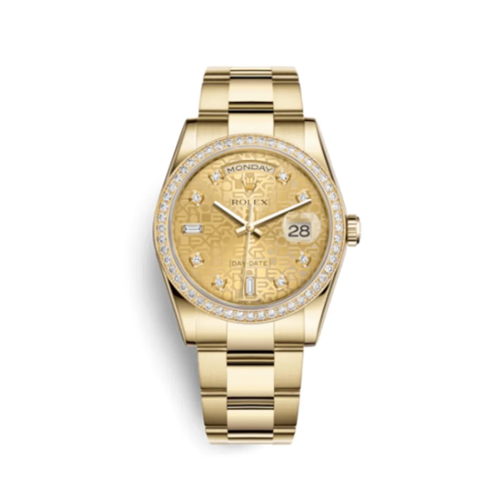 Rolex Day-Date 36 Yellow Gold Diamonds / Oyster / Champagne Computer