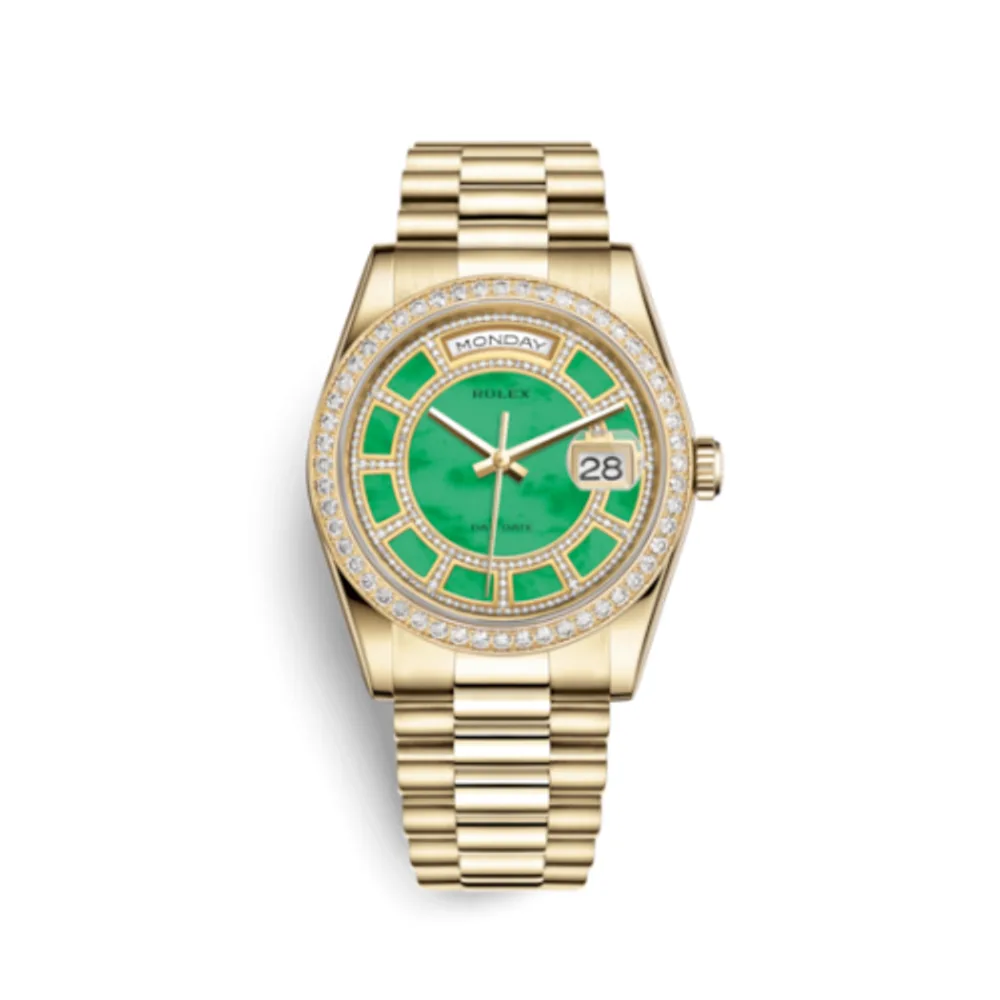 Rolex Day-Date 36 Yellow Gold Diamonds / President / Green Jade Carousel