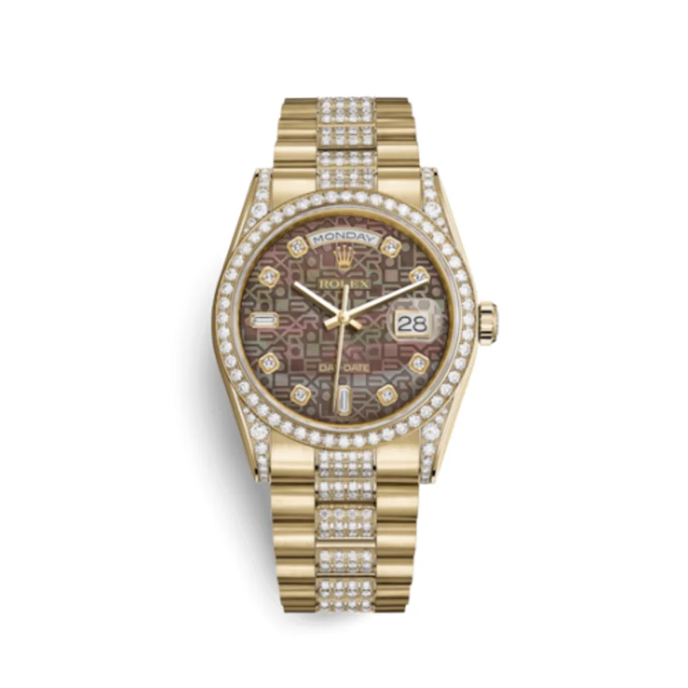 Rolex Day-Date 36 Yellow Gold Diamonds / President Diamonds / Black MOP Computer