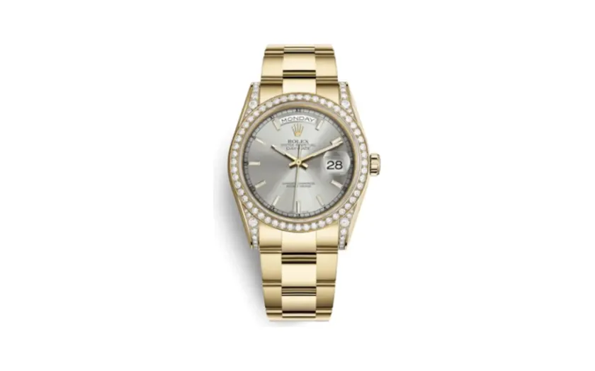Rolex Day-Date 36 Yellow Gold Diamonds / Oyster / Silver Diamond