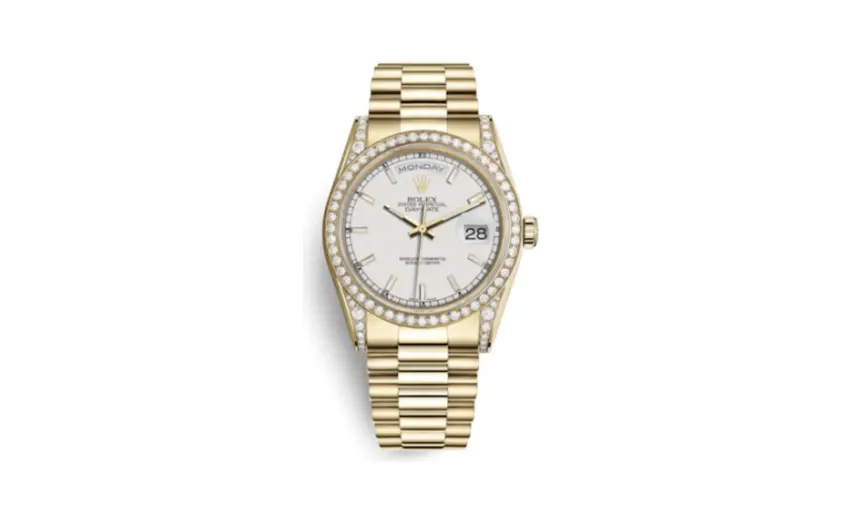 Rolex Day-Date 36 Yellow Gold Diamonds / President / White