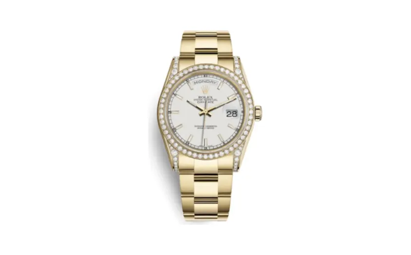 Rolex Day-Date 36 Yellow Gold Diamonds / Oyster / White
