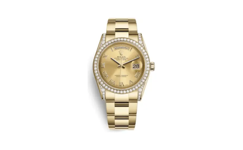 Rolex Day-Date 36 Yellow Gold Diamonds / Oyster / Champagne Roman