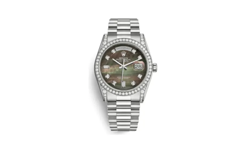 Rolex Day-Date 36 White Gold Diamonds / President / Black MOP
