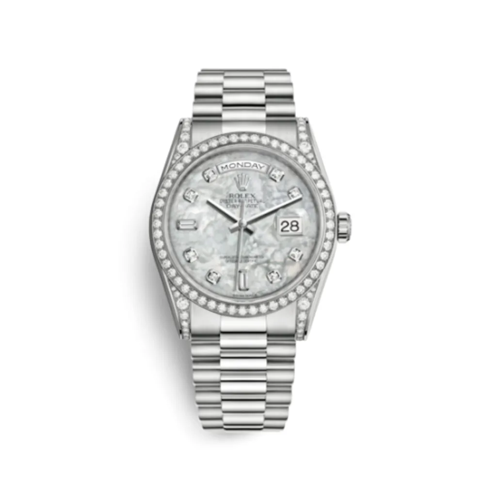 Rolex Day-Date 36 White Gold Diamonds / President / MOP