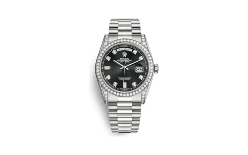Rolex Day-Date 36 White Gold Diamonds / President / Black Diamond