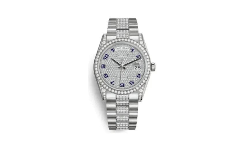 Rolex Day-Date 36 White Gold Diamonds / President Diamond / Paved