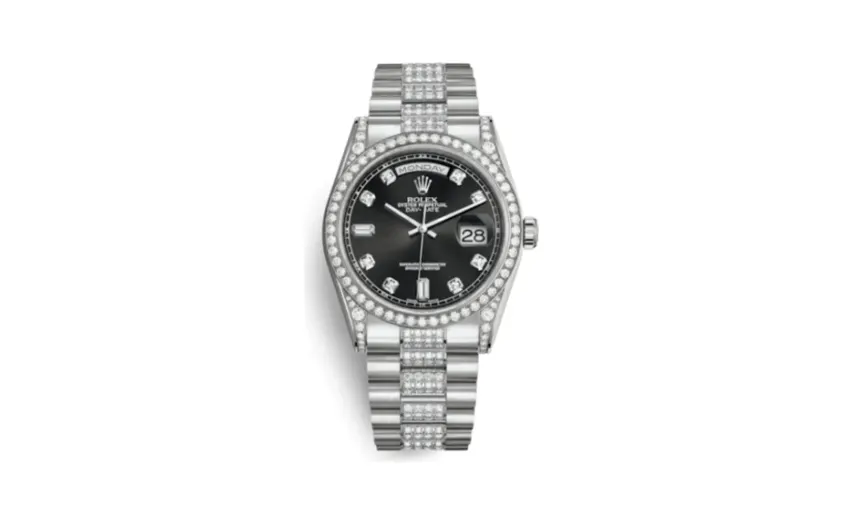 Rolex Day-Date 36 White Gold Diamonds / President Diamond / Black Diamond