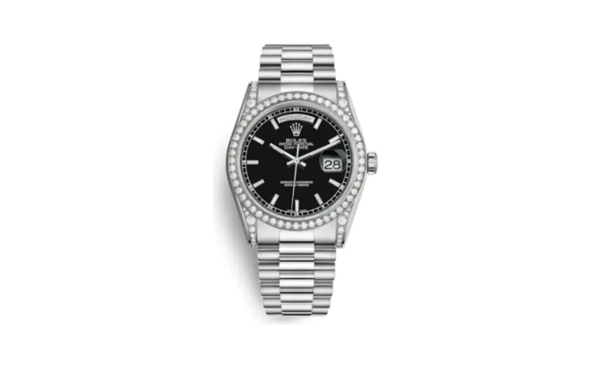 Rolex Day-Date 36 White Gold Diamonds / President / Black