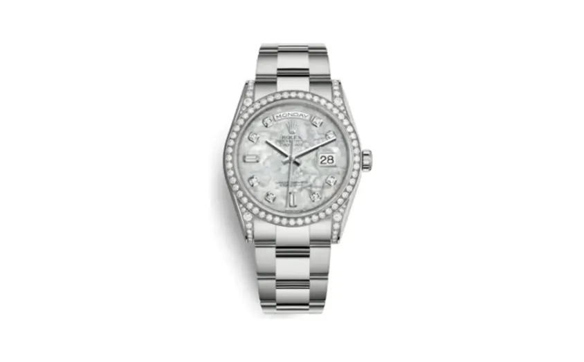 Rolex Day-Date 36 White Gold Diamonds / Oyster / MOP