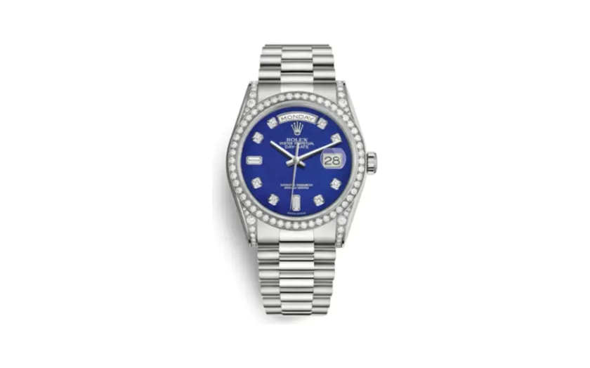 Rolex Day-Date 36 White Gold Diamonds / President / Lapis Diamonds