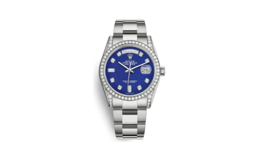 Rolex Day-Date 36 White Gold Diamonds / President / Lapis