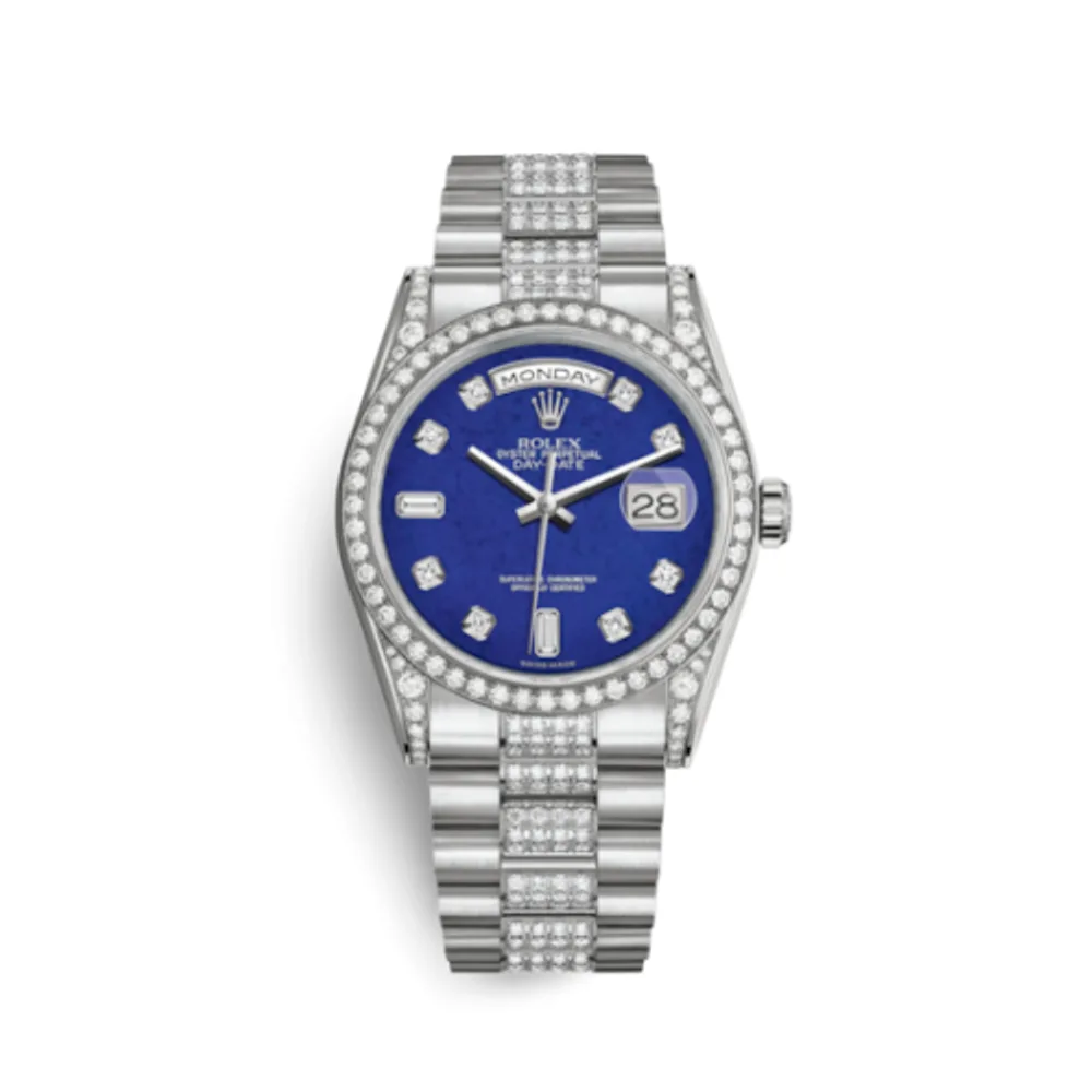 Rolex Day-Date 36 White Gold Diamonds / President Diamond / Lapis