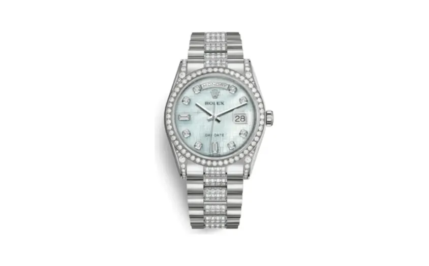 Rolex Day-Date 36 White Gold Diamond / President Diamonds / Oxford MOP