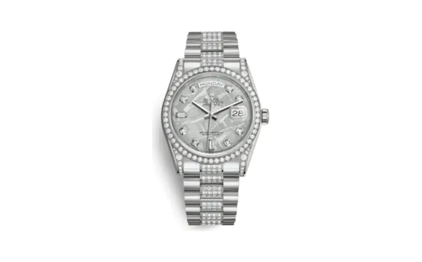 Rolex Day-Date 36 White Gold Diamonds / President Diamonds / Meteorite
