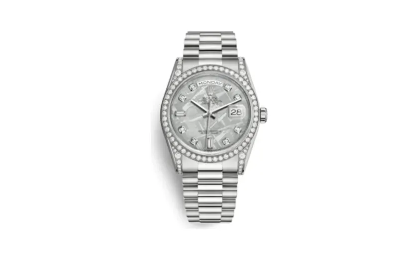Rolex .Day-Date 36 White Gold Diamonds / President / Meteorite