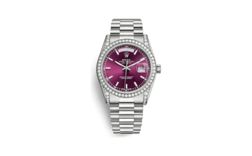 Rolex Day-Date 36 White Gold Diamonds / President / Cherry